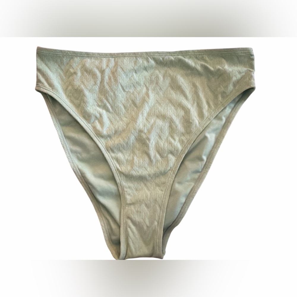 Xhiliration Light Green Chevron High Waisted Bikini Bottom NWT
